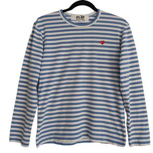 Comme Des Garcons PLAY Women's Striped Blue & White Long Sleeve Shirt Size S